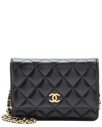 Chanel Black Lambskin Romance Mini Wallet On Chain (Authentic Pre-Loved)