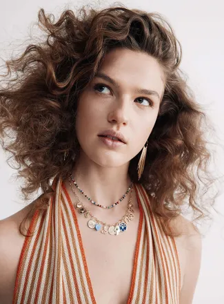 Simons Womens Mystical charm and bead double-strand necklace