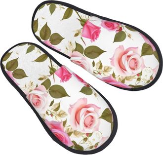 Generic Fluffy Mens Slipper Flower Flower Roses Red print Mens Slipper Soft Womens Slippers for Winter Indoor Guest M