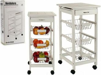 Bigbuy Home S3606472 Carrito Verdulero Soporte De 3 Pisos, Materiales Varios, Multicolor, 37 X 76 X 37 Cm - Bigbuy