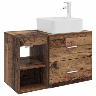 vidaXL Juego De Muebles De Ba&ntilde;o 2 Pcs Madera Envejecida Vidaxl