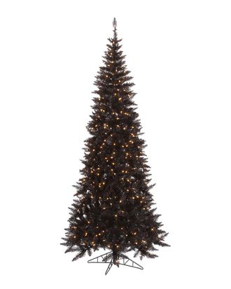 Vickerman 10Ft Black Fir Slim Artificial Christmas Tree, Warm White Dura-Lit Led Lights