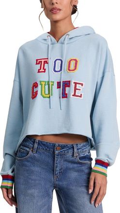 Alice & Olivia Alice + Olivia Sunny Embellished Boxy Cropped Oversized Hoodie