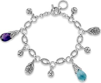 Samuel B. Sterling Silver Semiprecious Stone Charm Toggle Bracelet in Sterling Multi at Nordstrom Rack