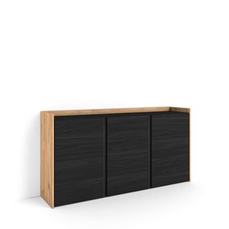 Skraut Home Aparador efecto madera negro y roble 156x35x80cm