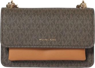 Michael Kors Claire Large Signature Logo Schoudertas - Dames - Schoudertassen - Bruin - ONE Size - Polyester - Tassen