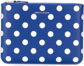 Comme Des Gar&ccedil;ons Polka Dot Zip Pouch - unisex - Portefeuilles - Blauw - ONE Size - Leer - Accessoires