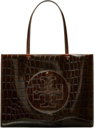 Tory Burch Small Ella Croc Embossed Leather Tote in Brown at Nordstrom