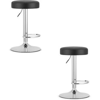 OEM Taburete Rojst - Ecopiel Negro / Base Cromada X 2