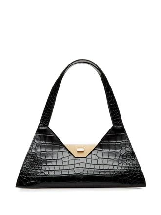 Bally Schoudertas met krokodillen-reli&euml;f - Zwart