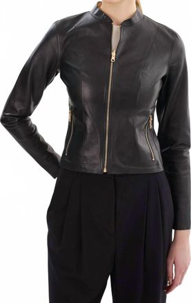 LaMarque Chapin Reversible Leather Bomber Jacket In Black Gold