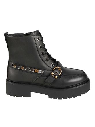 Pinko Margaret 03 Chunky-Sole Lace-Up Leather Ankle Boots