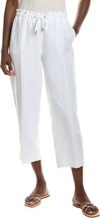 Anne Klein Drawstring Wide Leg Crop Linen-Blend Pant