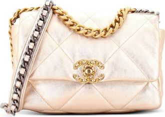 Chanel 19 Flap Bag Quilted Iridescent Calfskin Medium crossbody bag - Oro