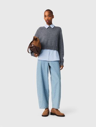 Maje Removable Rhinestone Trim Jumper - Grey - Maje