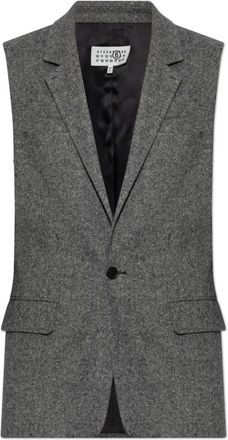 Maison Margiela Smokingvest met enkele achterventilatie - Dames - Gillet - Grijs - S - Leer - Kostuums