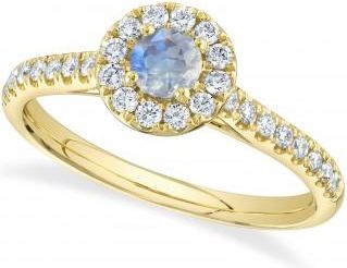 Allurez Round Moonstone & Diamond Engagement Ring 14K Yellow Gold (0.62ct)