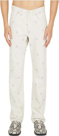 Martine Rose Bloemenprint Denim Jeans - Heren - Slim Fit Jeans - Wit - M - Denim - Jeans