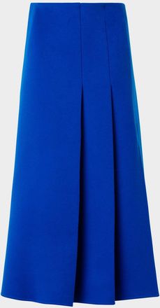 Akris Pleated Wool Flannel Double-Face A-Line Midi Skirt