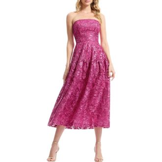 Dress The Population Gemma Embellished Strapless Fit & Flare Cocktail Dress in Bright Fuchsia at Nordstrom, Size Xx-Small