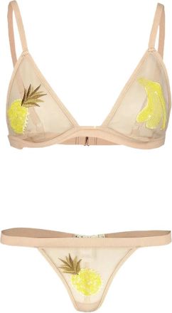 For Love & Lemons Reggiseno a triangolo con paillettes - Toni neutri