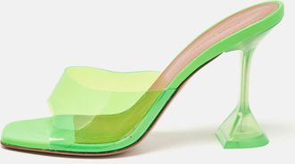 Amina Muaddi Green Pvc Lupita Slide Sandals