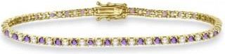 Allurez Alternating Diamond & Amethyst Eternity Bracelet 14K Yellow Gold (3.14ct)