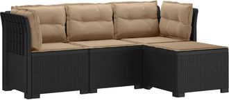 vidaXL Sof&aacute; De Jard&iacute;n Para 4 Personas Con Cojines Y Dise&ntilde;o De Rattan Vidaxl