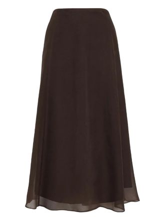 Brunello Cucinelli Zijden midi-rok - Bruin