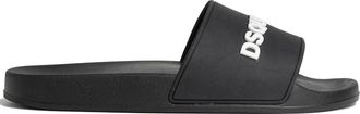 Dsquared2 Minimalist Black Flat Logo Slide Sandals
