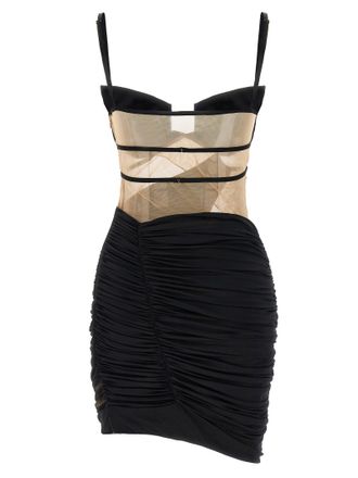 Nensi Dojaka Mesh-Insert Mini Dress - Black