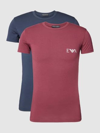 Emporio Armani T-Shirt mit Label-Print in Bordeaux, Größe XL