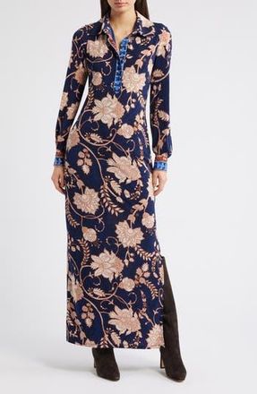 Julia Jordan Floral Print Long Sleeve Dress in Navy Multi at Nordstrom Rack, Size 14