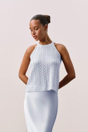 Naked Cashmere Featherweight Cable Tank in Cloud at Nordstrom, Size X-Small