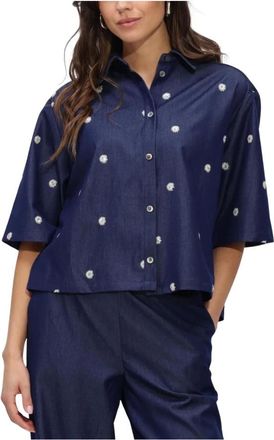 Nukus Nukus, Dames, Blouses & Shirts, Blauw, Maat: XL