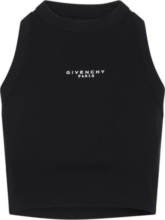 Givenchy Cropped Tanktop - Dames - Tops zonder mouwen - Zwart - S - Katoen - Tops