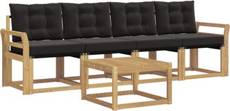 vidaXL Conjunto De Sof&aacute;s De Exterior 5 Uds. Blanco Y Negro Vidaxl