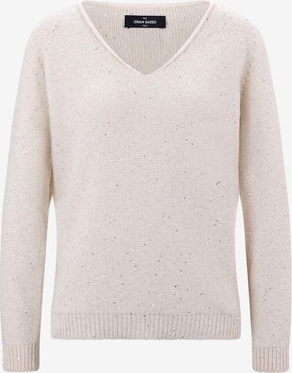 Gran Sasso Pullover aus Wolle und Kaschmir mit V-Ausschnitt und Pailletten
