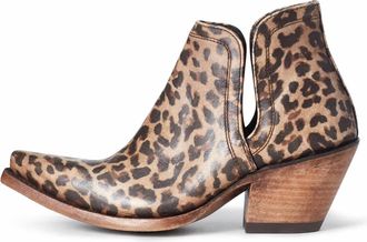 Ariat Womens Western Leather Distressed Dixon Bootie Boot In Leopard