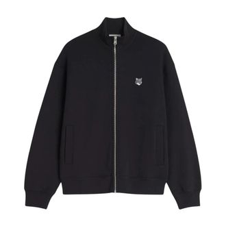 Maison Kitsun&eacute; Fox Head Zipped Comfort Sweatshirt - Heren - Vesten met rits - Zwart - XL - Katoen - Hoodies & sweatvesten