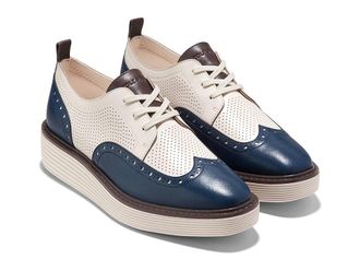 Cole Haan Originalgrand Platform Wing Tip Oxford Womens Shoes Blue Wing Teal/Ivory : 5 B - Medium, Leather