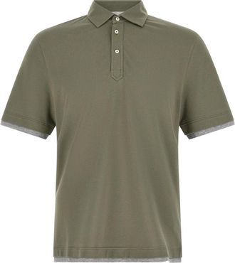 Brunello Cucinelli Polo shirt van katoenpiqu&eacute; - Heren - Polos - Groen - XS - Katoen - Tops