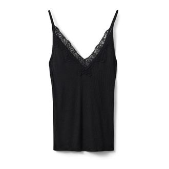 Sofie Schnoor Zwarte Kant Top 1000 - Dames - Tops zonder mouwen - Zwart - XS - Tops
