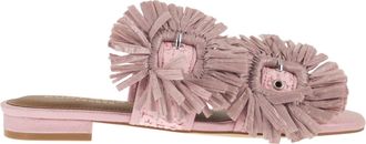Kurt Geiger Flache Juwelen-Sandalen von Kurt Geiger aus Bast mit Blumenverzierungen