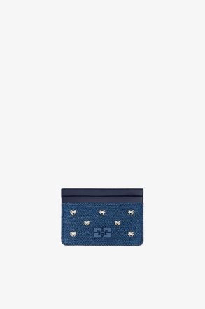 Ganni Blue Bou Denim Card Holder in