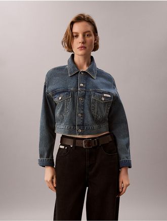 Calvin Klein Jeans Calvin Klein Womens Cropped Denim Trucker Jacket - Blue - XL
