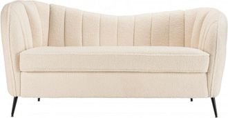 Macabane Sof&aacute; de 2 plazas de tela rizada color crudo y patas de metal