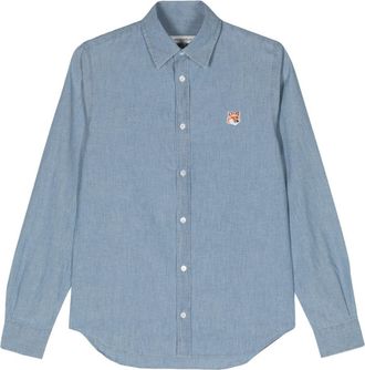Maison Kitsuné Fox Head-patch cotton shirt - men - Cotton - 41 - Blue