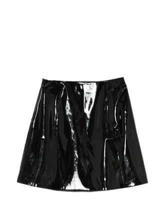 Emporio Armani Patent Panelled Skirt - Black