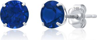 MAX + STONE 14k White Gold 6MM Round Stud Gemstone Earrings